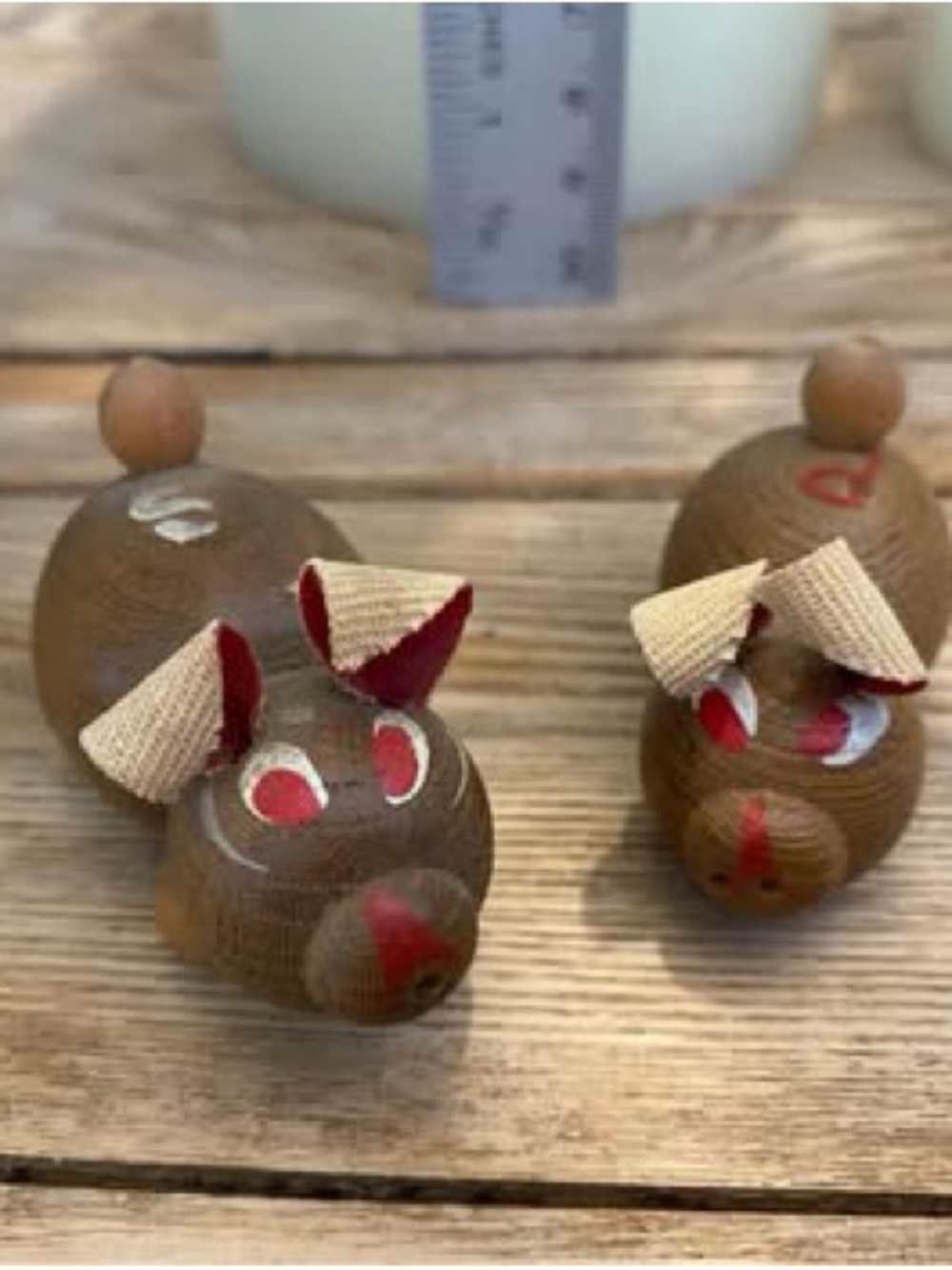 Vintage Mini Wooden Pig Salt and Pepper Shakers Set Mid Century MCM